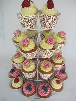 fruit and flower topped wedding cupcakes